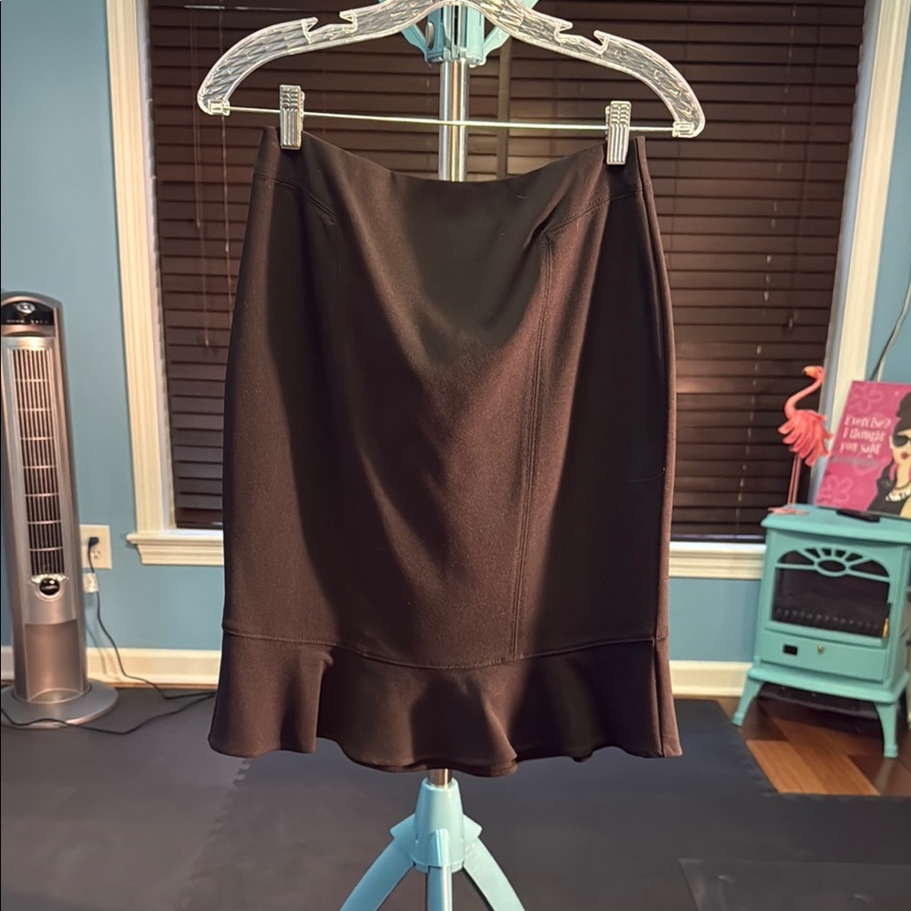 White House Black Market black Ruffled Pencil Skirt